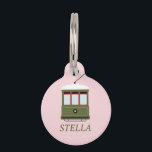 STREETCAR (PINK) PET ID TAG<br><div class="desc">Add a dash of New Orleans charm to your pet's collar with our Louisiana Streetcar Pet ID Tag. This tag pays homage to the Big Easy's historic streetcars, capturing the essence of NOLA's vibrant street scenes. The pastel pink backdrop complements the streetcar design, while the sample name 'STELLA' is stylishly...</div>