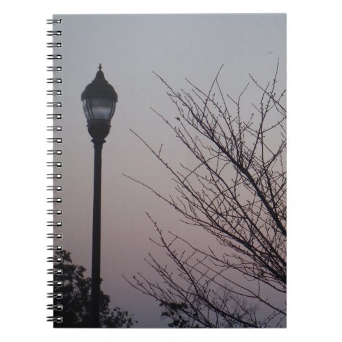 Streetlight and A Purple Sky Dusk Notebook