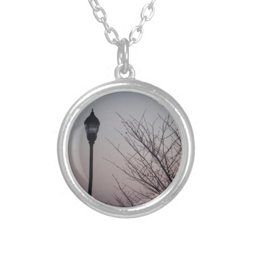 Streetlight and A Purple Sky Dusk Silver Plated Necklace