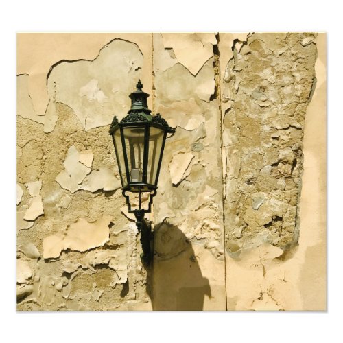 Streetlight on old Wall _ Prague Czech Republic Photo Print