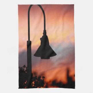 Streetlight Silhouette Sunset Twill Cotton Kitchen Towel