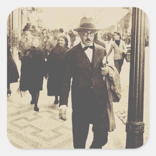 Streets in Lisbon Fernando Pessoa Square Sticker