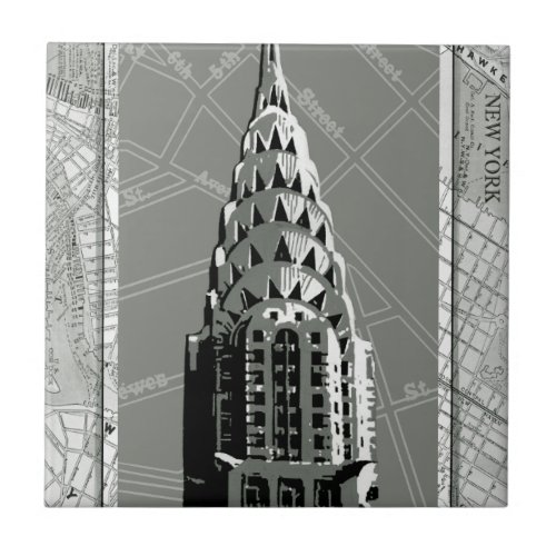Streets of New York with Empire State Building Ceramic Tile