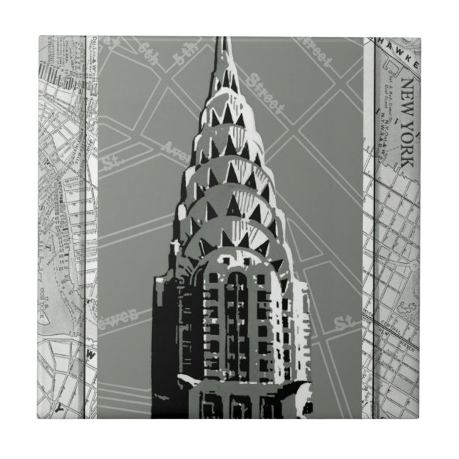 Streets of New York with Empire State Building Ceramic Tile (Front)