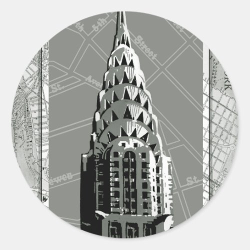 Streets of New York with Empire State Building Classic Round Sticker