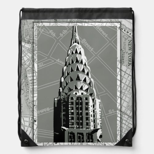 Streets of New York with Empire State Building Drawstring Bag