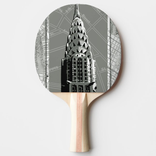Streets of New York with Empire State Building Ping-Pong Paddle (Front)