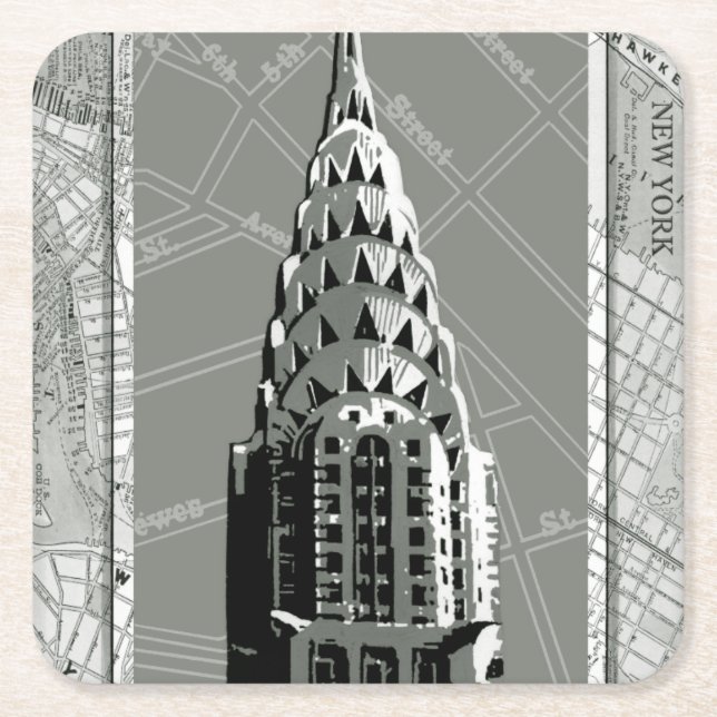 Streets of New York with Empire State Building Square Paper Coaster (Front)