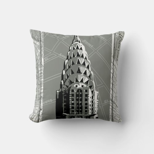 Streets of New York with Empire State Building Throw Pillow