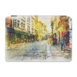 Streets of Old Prague watercolor iPad Mini Cover