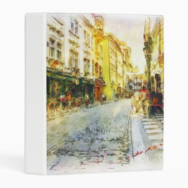 Streets of Old Prague watercolor Mini Binder (Front/Spine)