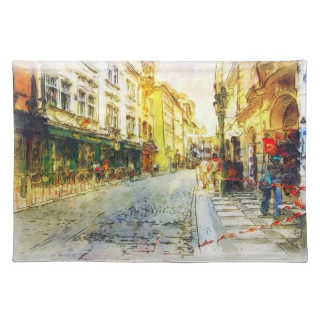 Streets of Old Prague watercolor Placemat (Front)
