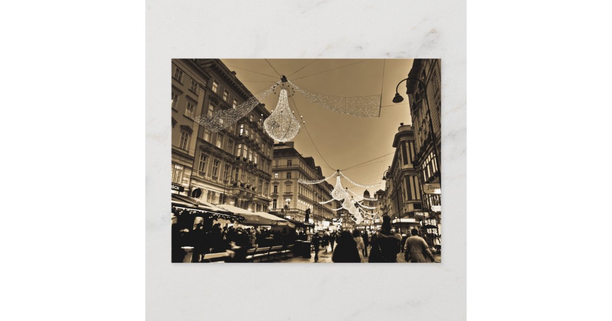 Streets of Vienna at Christmas Holiday Card | Zazzle