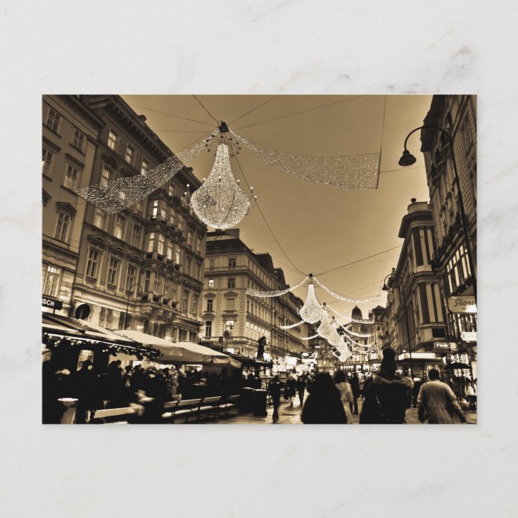 Streets of Vienna at Christmas Holiday Card | Zazzle