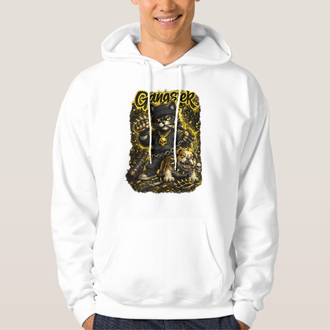 Streetwear Cat Illustration Hoodie (Front)