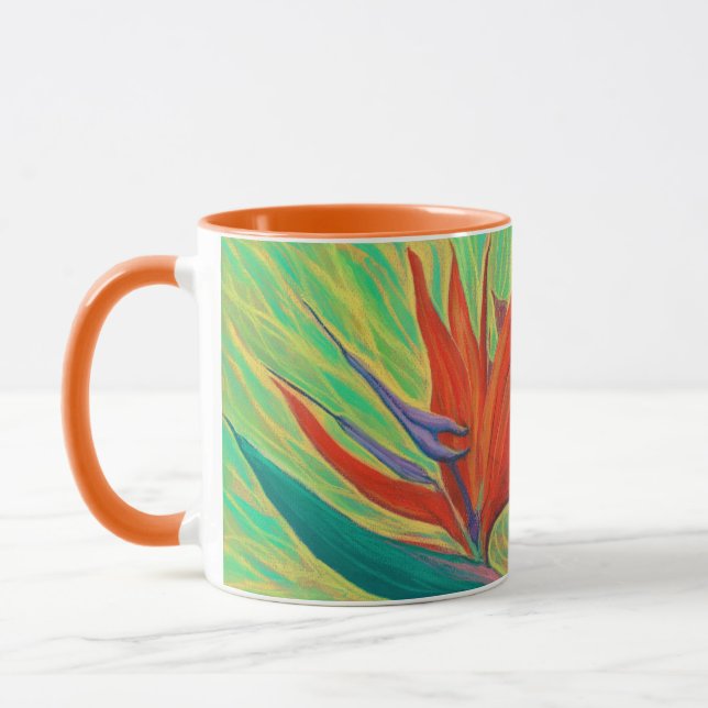 Strelitzia Bird of Paradise Tropical Flower Art Mug (Left)