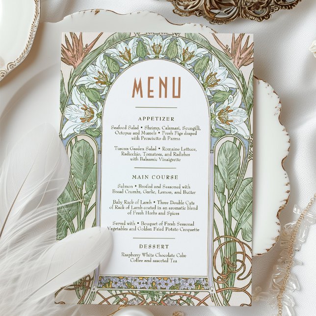 Strelitzia Menu Wedding Vintage Art Nouveau Invitation (Creator Uploaded)