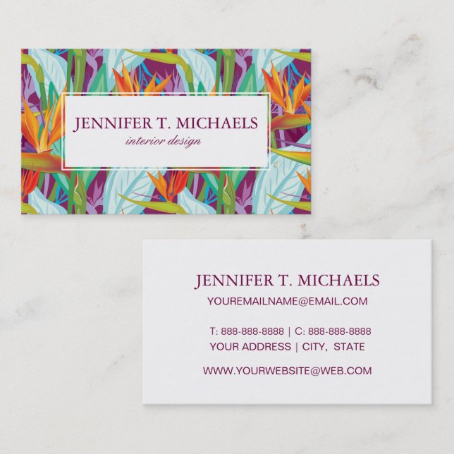 Strelitzia Pattern Business Card (Front/Back)