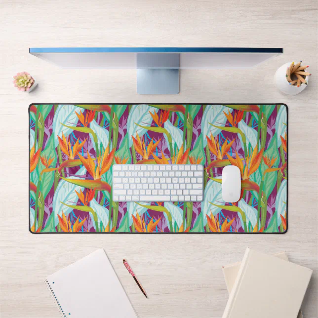 Strelitzia Pattern Desk Mat | Zazzle