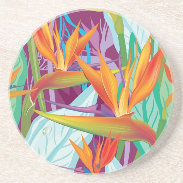 Strelitzia Pattern Drink Coaster (Front)