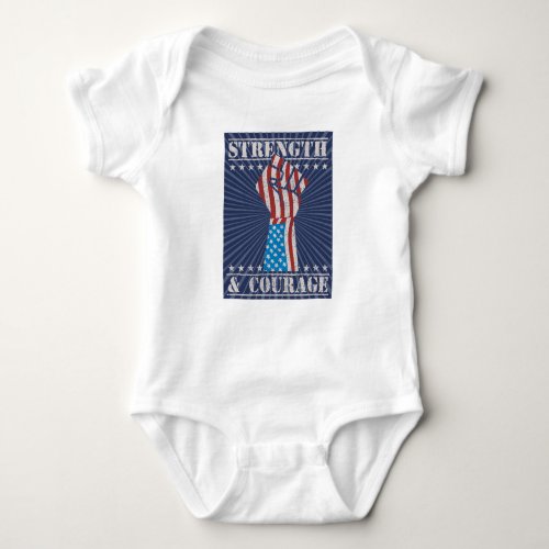 Strength and Courage American Flag  Baby Bodysuit