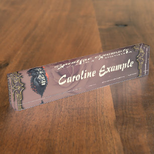 Strength and delicacy united, a black lion desk name plate