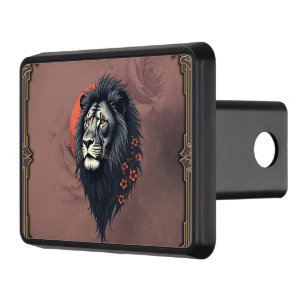 Strength and delicacy united, a black lion hitch cover