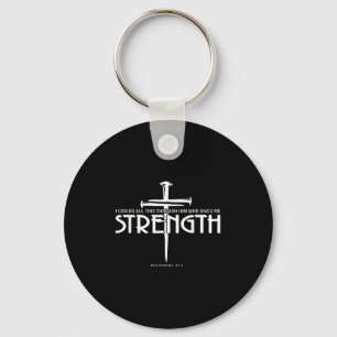 Strength And Nail Cross Bible Verse Christian Keychain