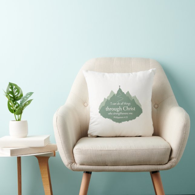 Strength Beyond Mountains - Philippians 4:13  Throw Pillow (Chair)