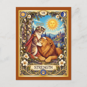 Strength Cat Tarot - Courage and Compassion Postcard
