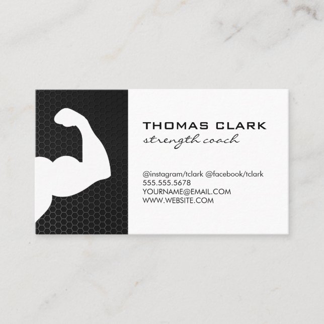 Strength Coach Arm Flexing Business Card (Front)