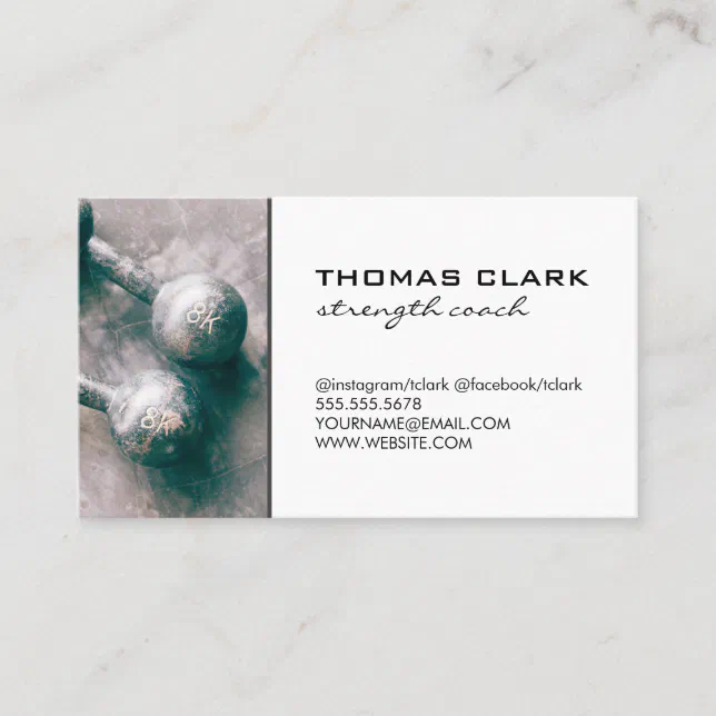 Strength Coach Arm Flexing Weights Business Card Zazzle