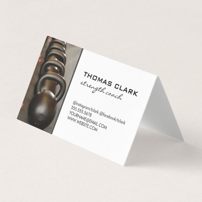 Strength Coach | Kettle Bells | Weights Business Card (Front)