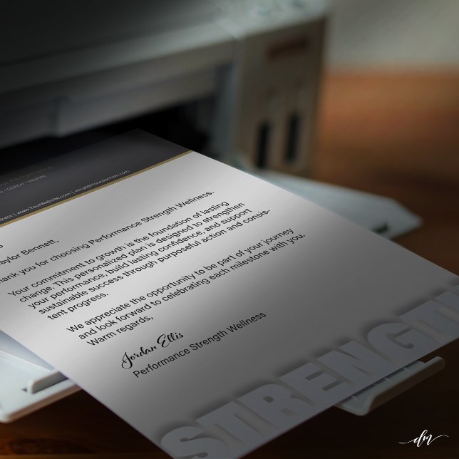 Strength Coaching Letterhead | Performance Fitness (Designed for crisp, professional results on both home and office printers.)