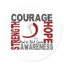 Strength Courage Hope Head Neck Cancer Classic Round Sticker