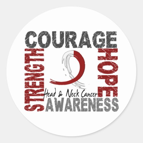 Strength Courage Hope Head Neck Cancer Classic Round Sticker