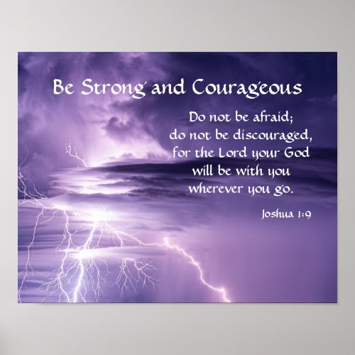 Strength  Courage Inspirational Bible Verse Poster