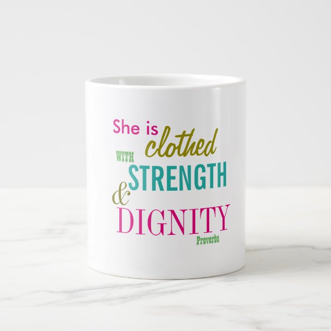 Strength Dignity Bible Verse Girls Inspirational Giant Coffee Mug (Front)