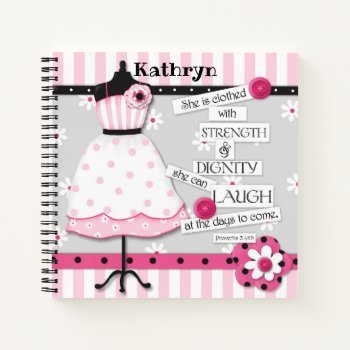 "strength & Dignity" Custom Scripture Journal by JustBeeNMeBoutique at Zazzle