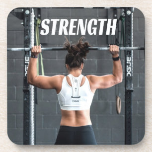 Strength Fittness Women Muscle Worout Motivational Beverage Coaster