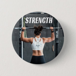 Strength Fittness Women Muscle Worout Motivational Button