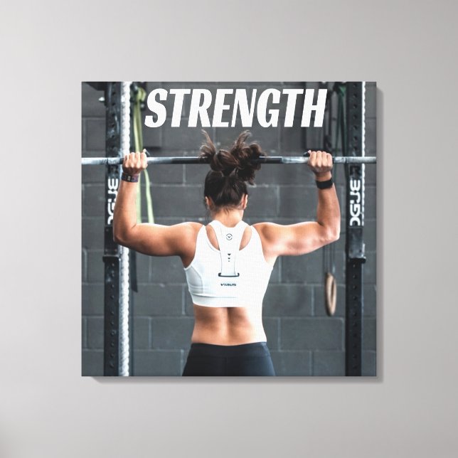 Strength Fittness Women Muscle Worout Motivational Canvas Print (Front)
