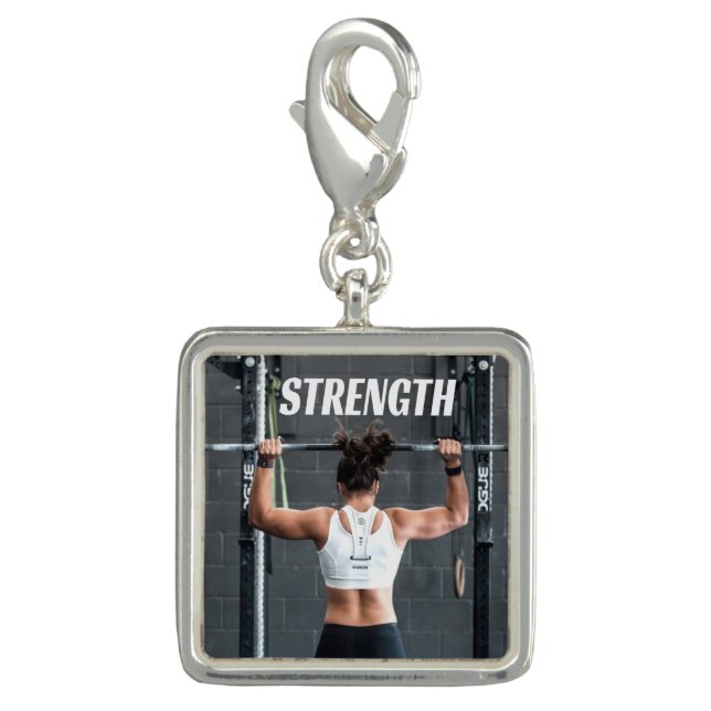 Strength Fittness Women Muscle Worout Motivational Charm (Front)