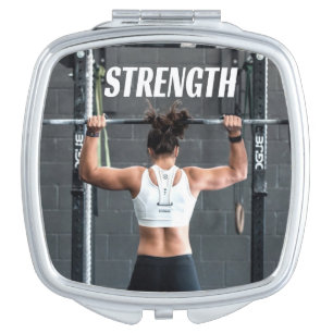 Strength Fittness Women Muscle Worout Motivational Compact Mirror