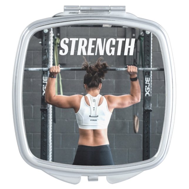 Strength Fittness Women Muscle Worout Motivational Compact Mirror (Front)