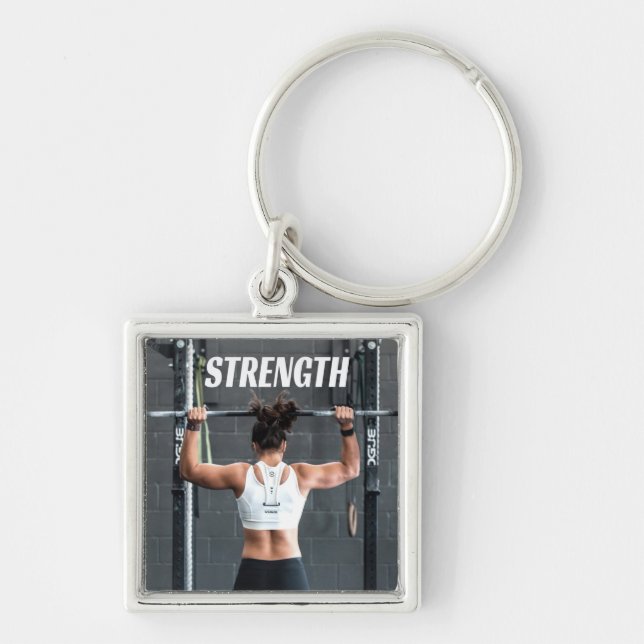Strength Fittness Women Muscle Worout Motivational Keychain (Front)