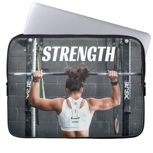 Strength Fittness Women Muscle Worout Motivational Laptop Sleeve