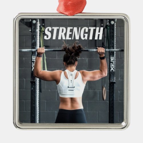 Strength Fittness Women Muscle Worout Motivational Metal Ornament
