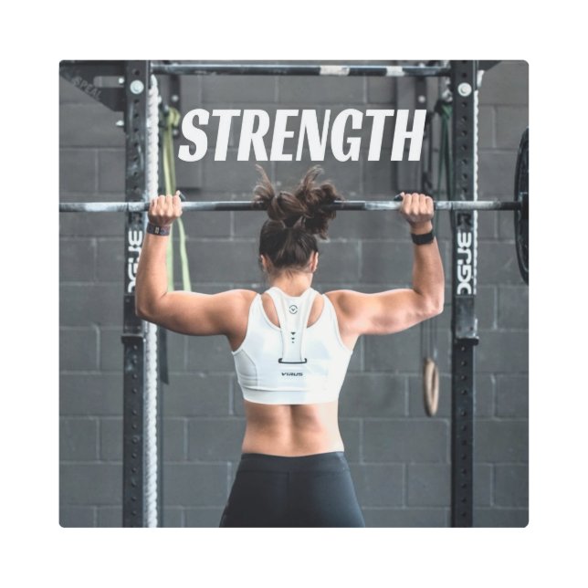 Strength Fittness Women Muscle Worout Motivational Metal Print (Front)