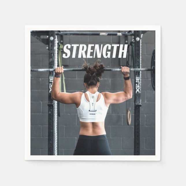 Strength Fittness Women Muscle Worout Motivational Napkins (Front)